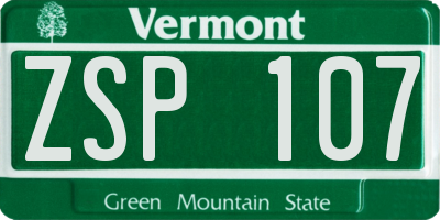 VT license plate ZSP107