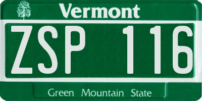 VT license plate ZSP116