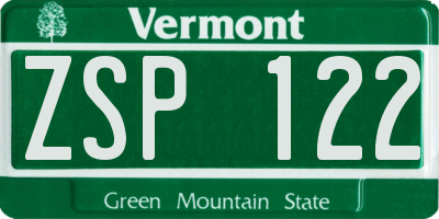 VT license plate ZSP122