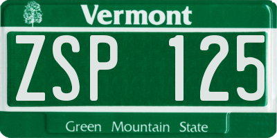 VT license plate ZSP125