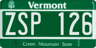 VT license plate ZSP126