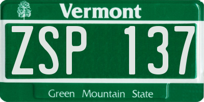 VT license plate ZSP137