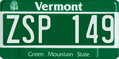 VT license plate ZSP149