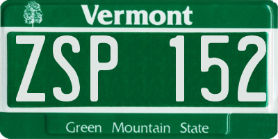 VT license plate ZSP152