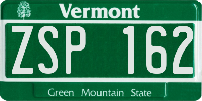 VT license plate ZSP162