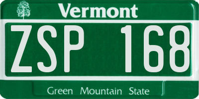 VT license plate ZSP168