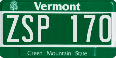 VT license plate ZSP170