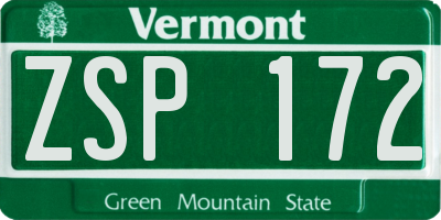 VT license plate ZSP172