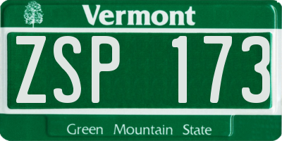 VT license plate ZSP173