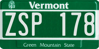 VT license plate ZSP178