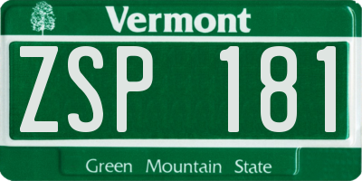 VT license plate ZSP181