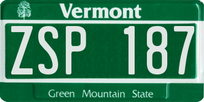 VT license plate ZSP187