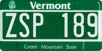 VT license plate ZSP189