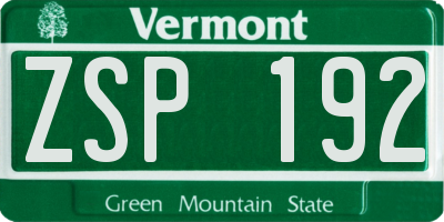 VT license plate ZSP192