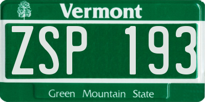 VT license plate ZSP193