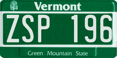 VT license plate ZSP196