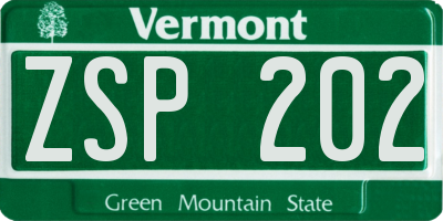 VT license plate ZSP202
