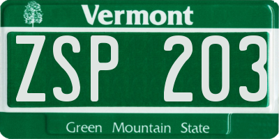 VT license plate ZSP203