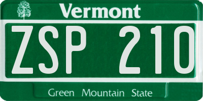 VT license plate ZSP210