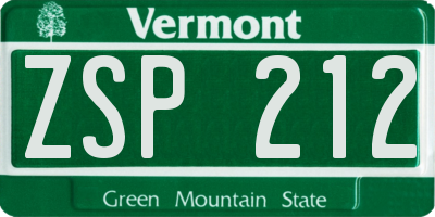 VT license plate ZSP212