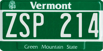 VT license plate ZSP214