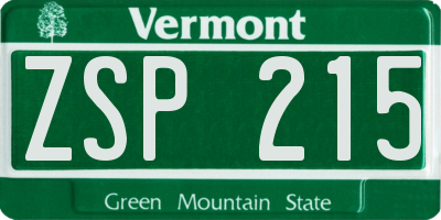 VT license plate ZSP215