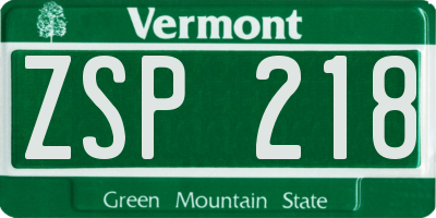 VT license plate ZSP218
