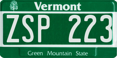 VT license plate ZSP223