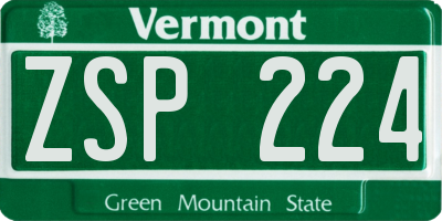 VT license plate ZSP224