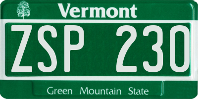 VT license plate ZSP230