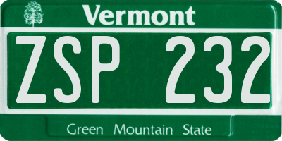 VT license plate ZSP232