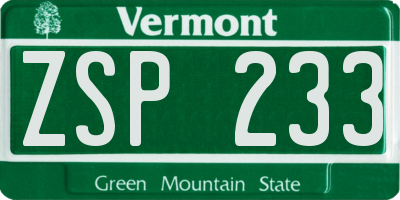 VT license plate ZSP233