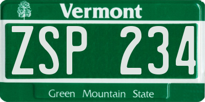 VT license plate ZSP234