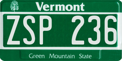 VT license plate ZSP236