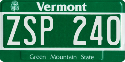 VT license plate ZSP240
