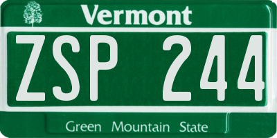 VT license plate ZSP244