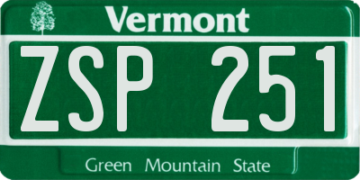 VT license plate ZSP251