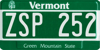 VT license plate ZSP252