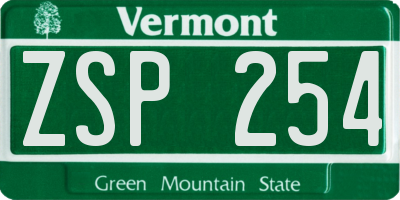 VT license plate ZSP254
