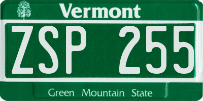 VT license plate ZSP255