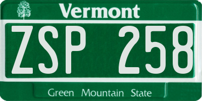 VT license plate ZSP258