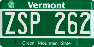 VT license plate ZSP262