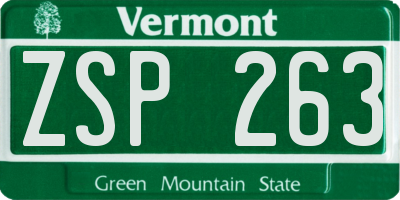 VT license plate ZSP263