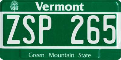 VT license plate ZSP265