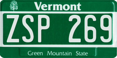 VT license plate ZSP269