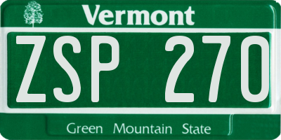 VT license plate ZSP270