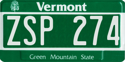 VT license plate ZSP274
