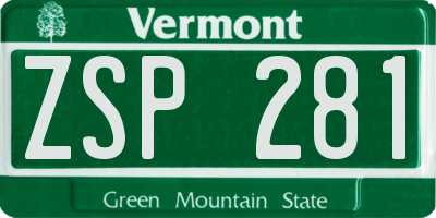 VT license plate ZSP281