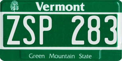 VT license plate ZSP283