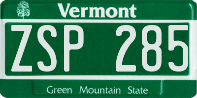 VT license plate ZSP285